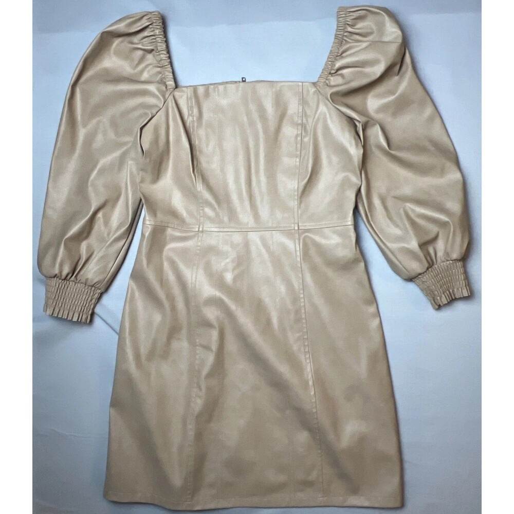 7 For All Mankind Faux Leather Puff Sleeve Mini Dress Size Small